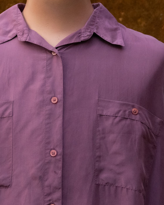 Vintage Mauve Long Sleeve SILK Shirt