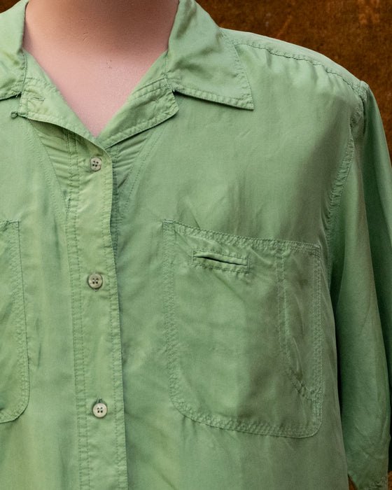 Retro Pale Green SILK Shirt