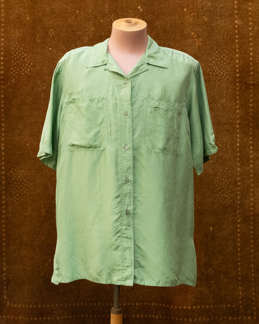 Retro Pale Green SILK Shirt
