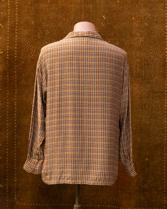 Retro Houndstooth SILK Blouse