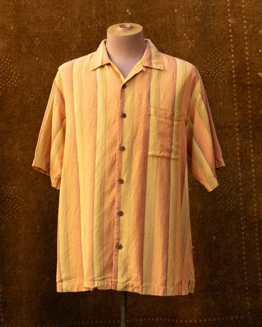 Orange Stripe 100% SILK Shirt