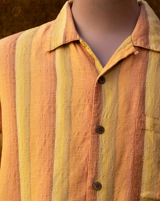 Orange Stripe 100% SILK Shirt