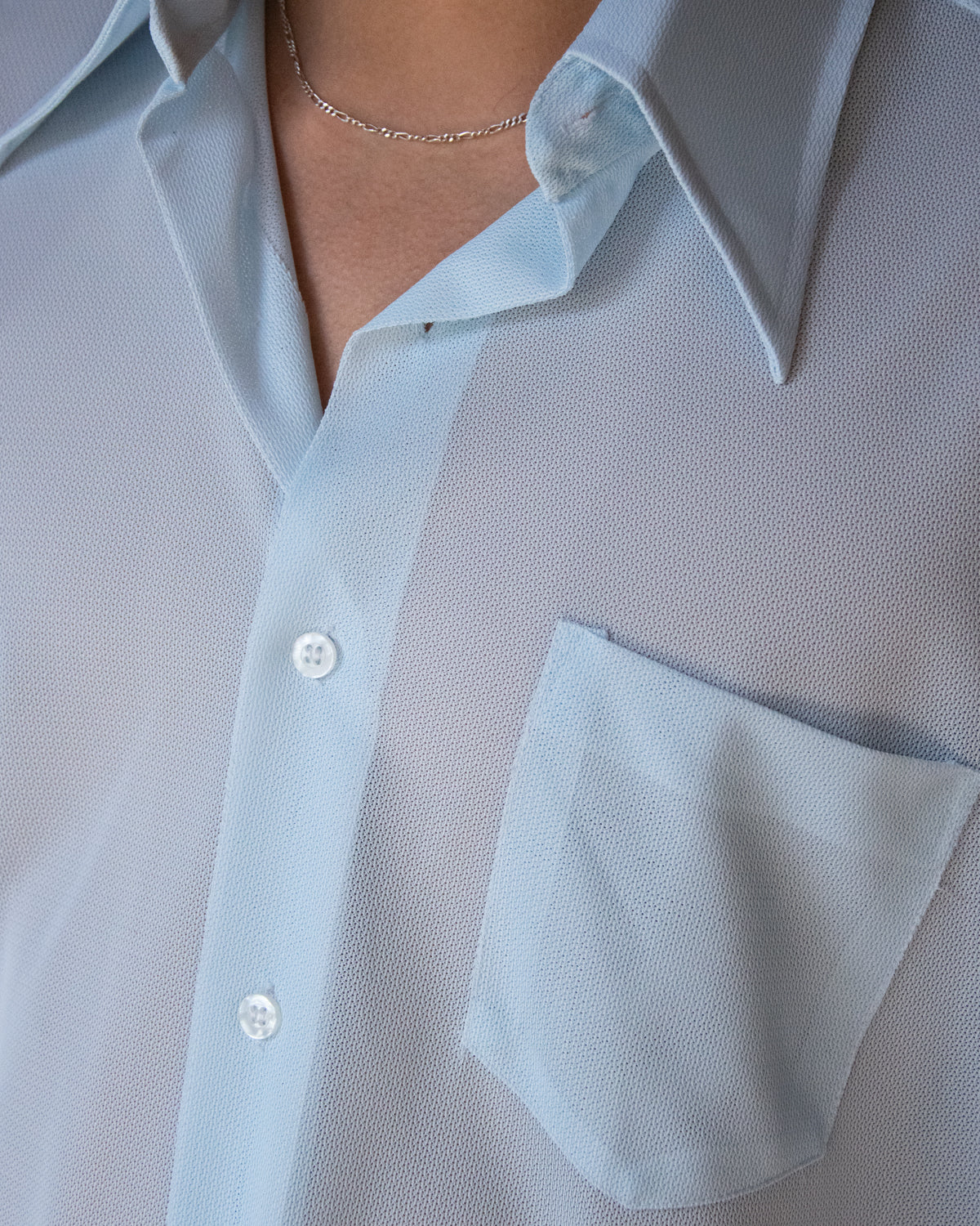 70s Semi Sheer Pale Blue Shirt