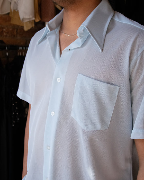 70s Semi Sheer Pale Blue Shirt