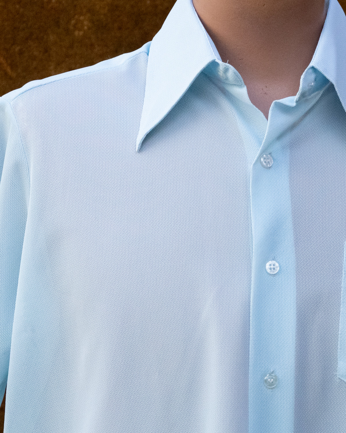70s Semi Sheer Pale Blue Shirt