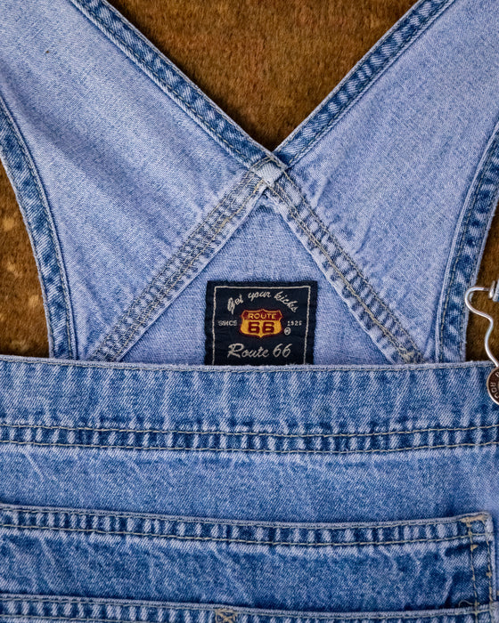 90s Route 66 Denim Overalls Short