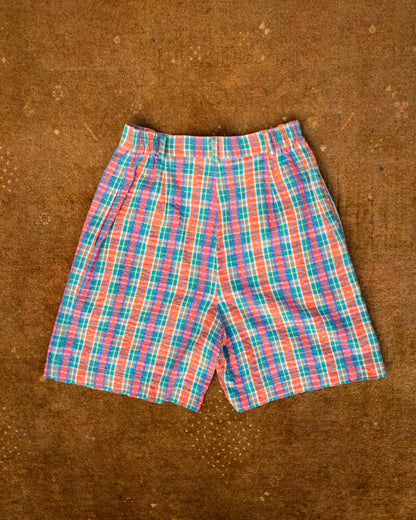 Retro Rainbow Seersucker Check Shorts