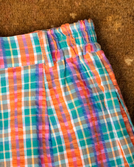 Retro Rainbow Seersucker Check Shorts