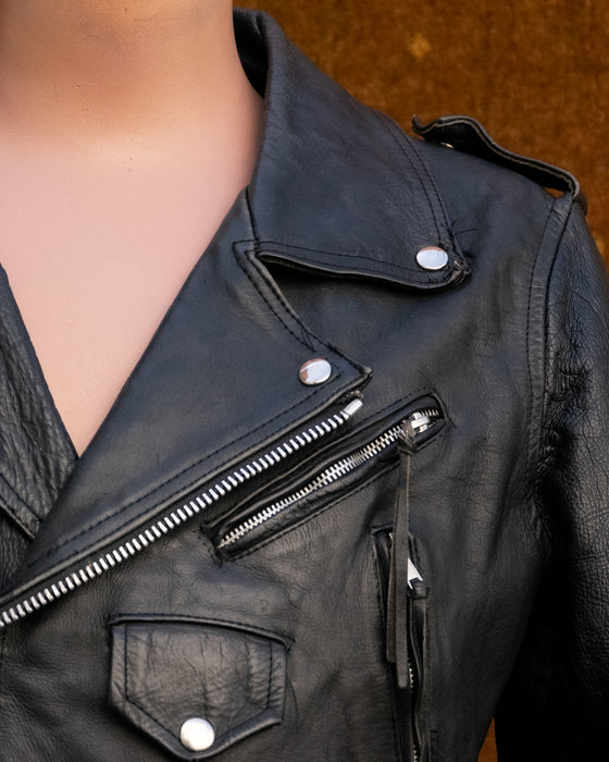 Vintage Crop Fringed Motorcycle Jacket