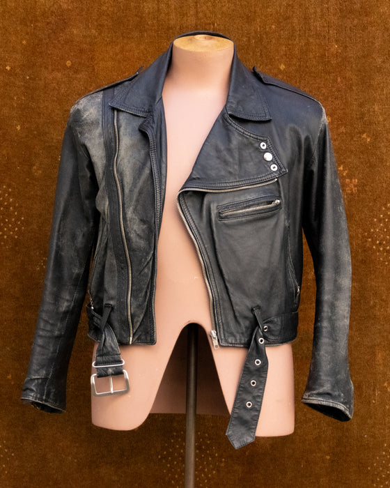 Vintage Distressed Asymmetrical Biker Jacket