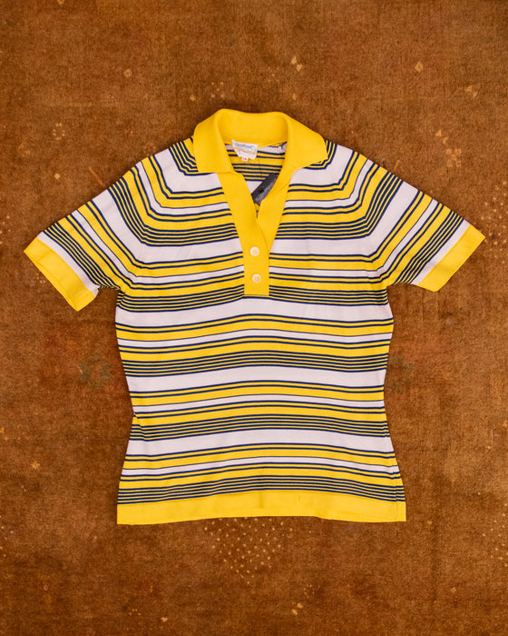 70s Crestknit Yellow Stripe Knit Shirt