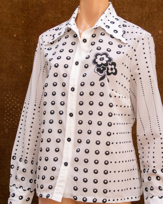 70s Black & White Spotted Shirt