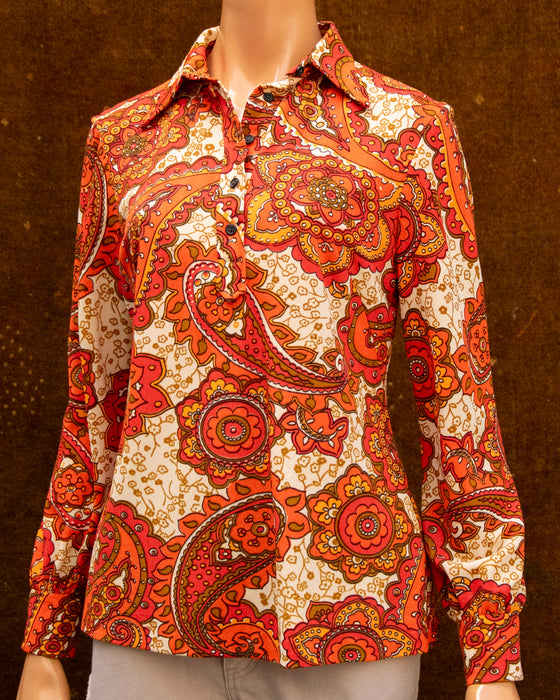 70s Delta Orange Paisley Shirt