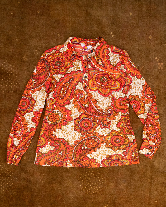 70s Delta Orange Paisley Shirt