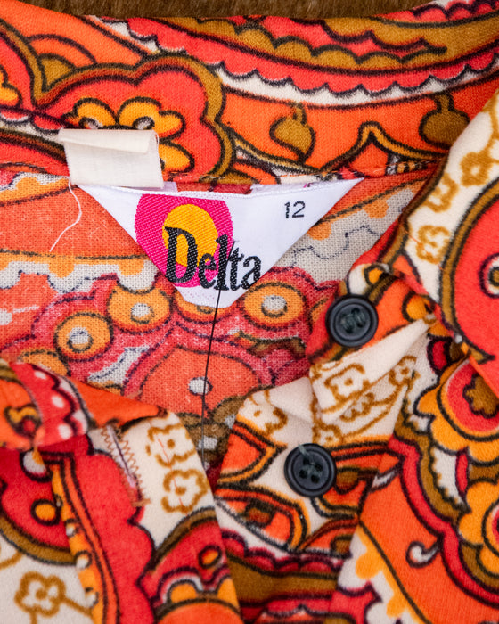 70s Delta Orange Paisley Shirt