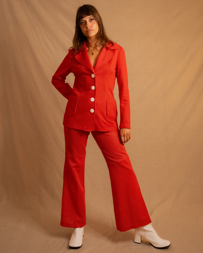70s Retro Red Polka Dot Pantsuit