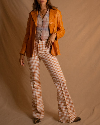70s Beau-Geste Orange Leather Jacket