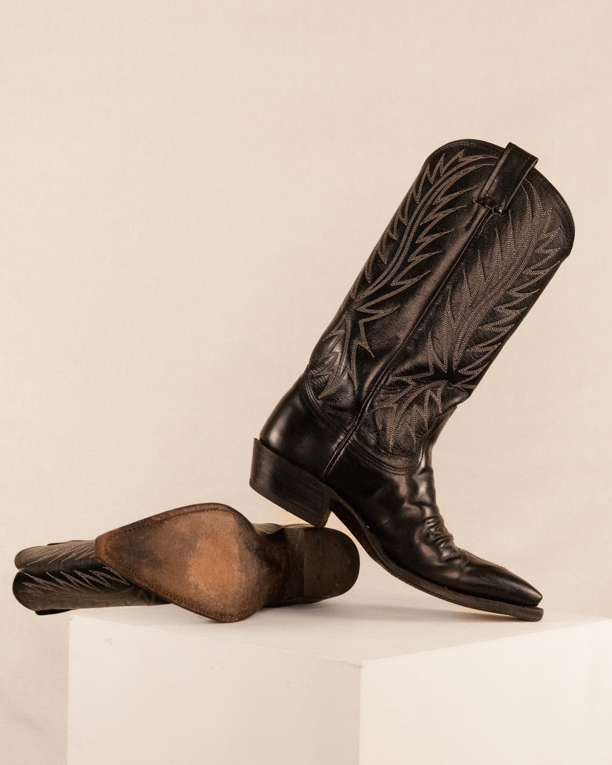 Nocona Needle Toe Black Cowboy Boots 6W