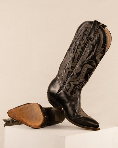 Vintage Chris Romero Black Cowboy Boots (37)