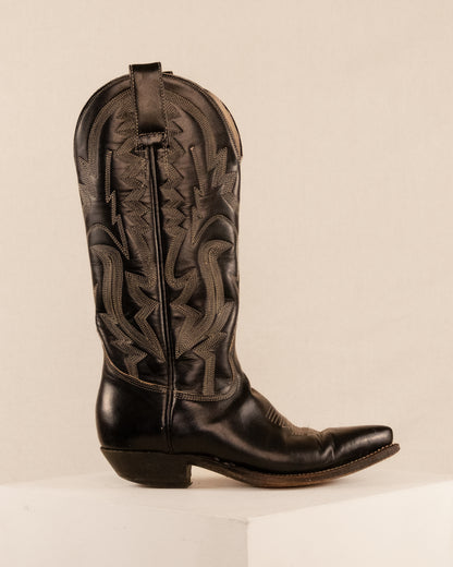 Vintage Chris Romero Black Cowboy Boots (37)
