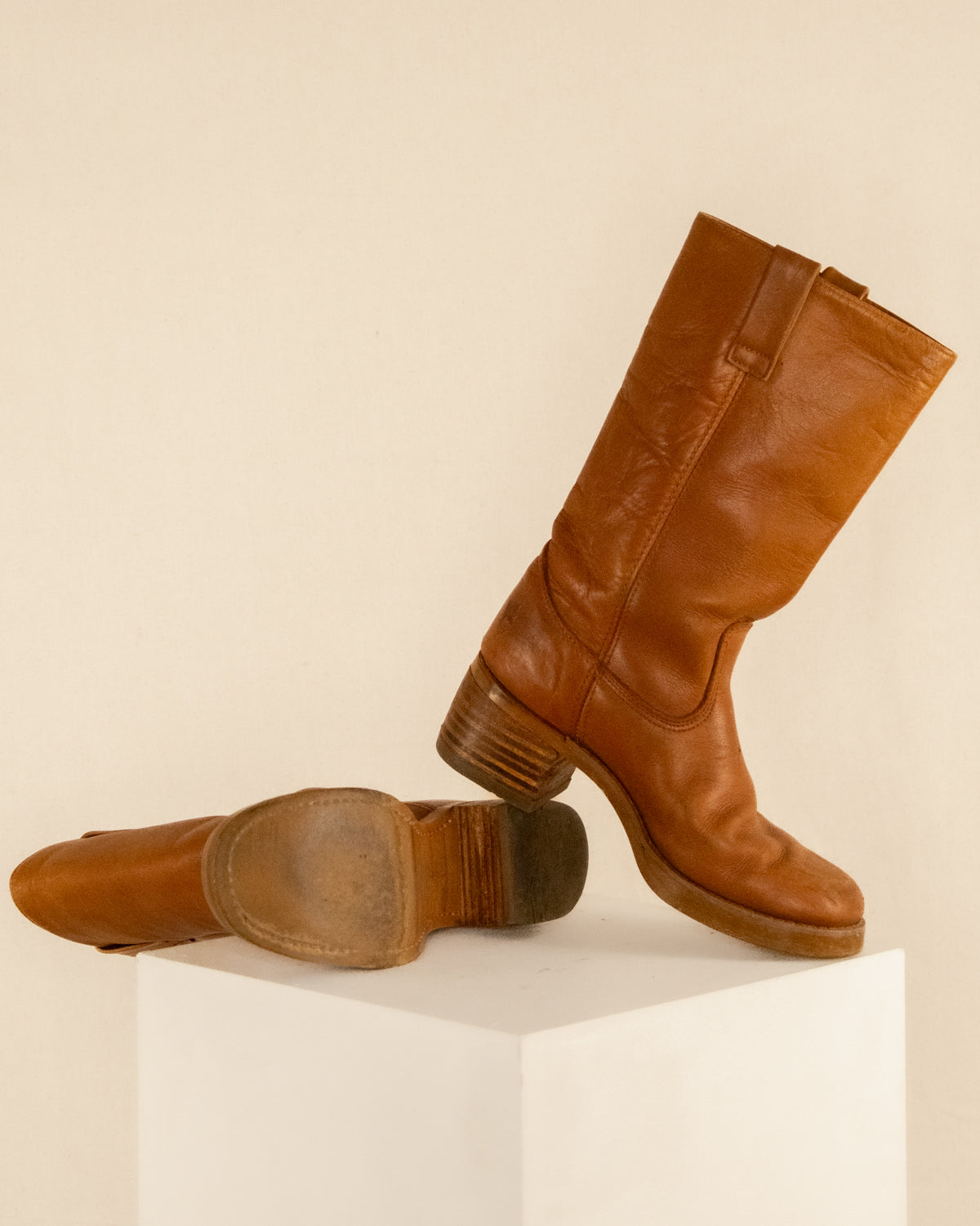 Vintage Tan Texas Steer Western Boots