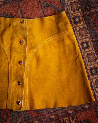 Vintage Yellow Suede Mini Skirt