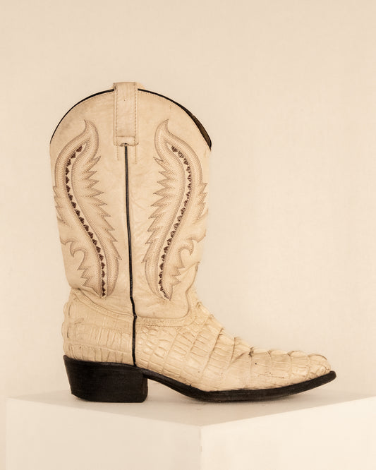 Vintage White Gator Cowboy Boots