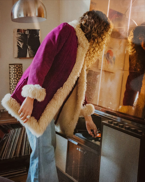 Vintage Magenta Suede Penny Lane Coat