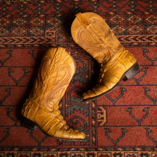Vintage Yellow Gator Cowboy Boots W6.5