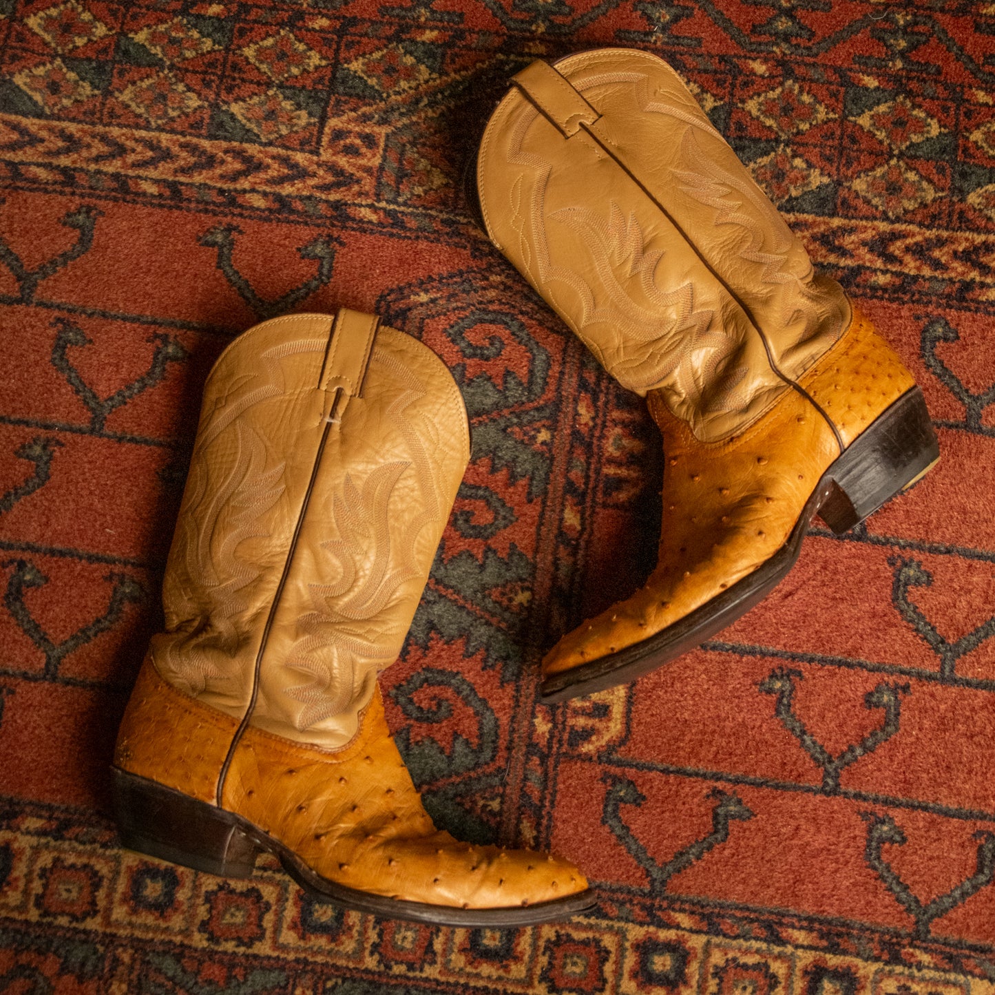 Tan Ostrich Leather Cowboy Boots 10M