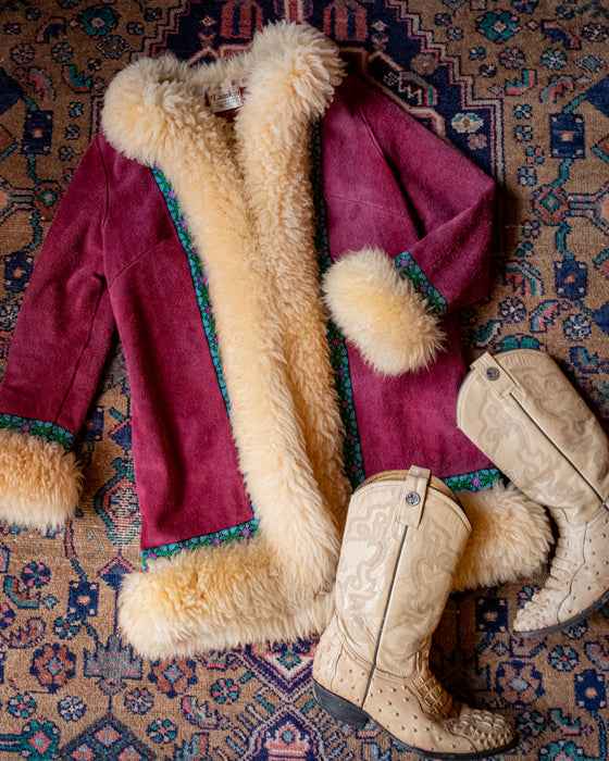 Vintage Penny Lane Magenta Suede Coat