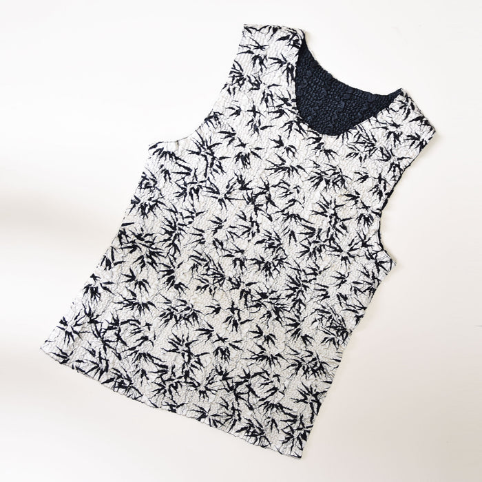 Retro Tropical Shirred Bubble Textured Tank Top