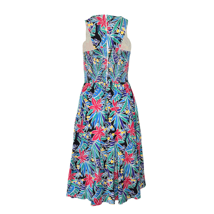 Retro Tropical Print Midi Dress