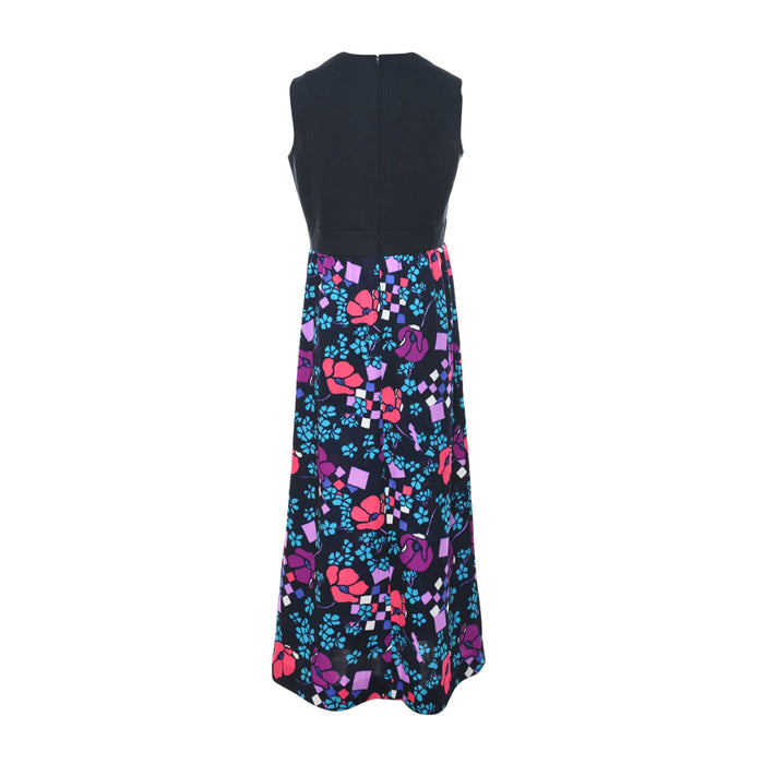 70s Vintage V Neck Maxi Dress