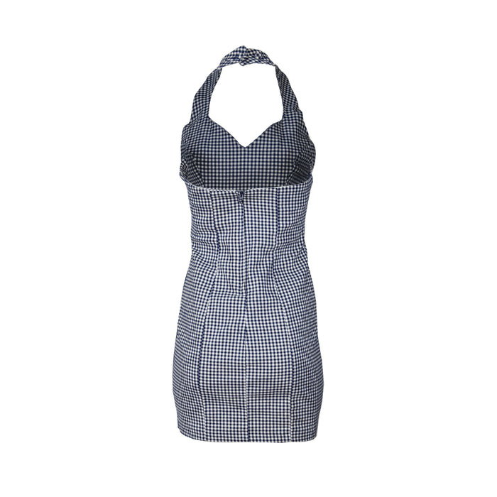 Retro Halterneck Gingham Dress