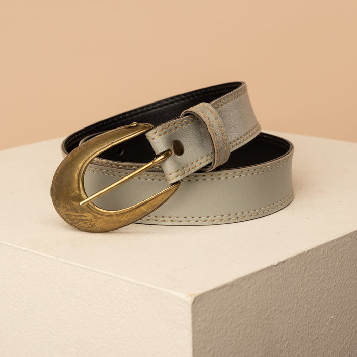 Retro Grey Belt w Brass Buckle