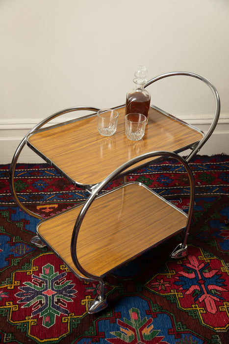 Vintage Chrome Art Deco Bar Cart