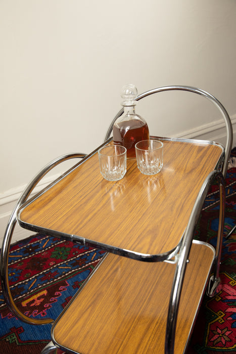 Vintage Chrome Art Deco Bar Cart