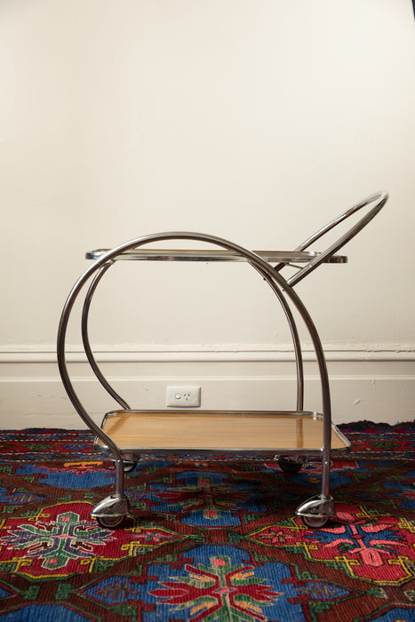 Vintage Chrome Art Deco Bar Cart