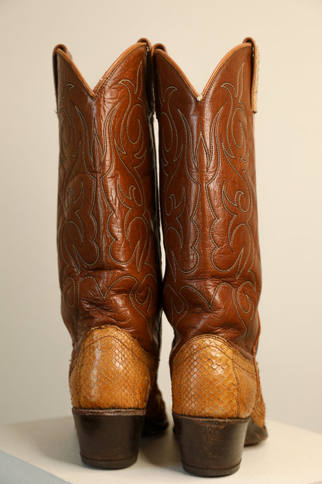 Two-Tone Snakeskin Cowboy Boots 8W