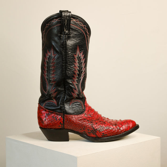 RARE Epic Red Snakeskin Cowboy Boots 8W