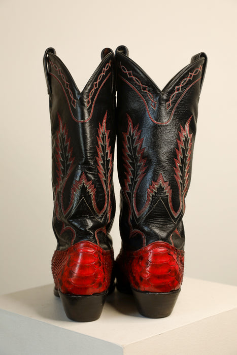 RARE Epic Red Snakeskin Cowboy Boots 8W