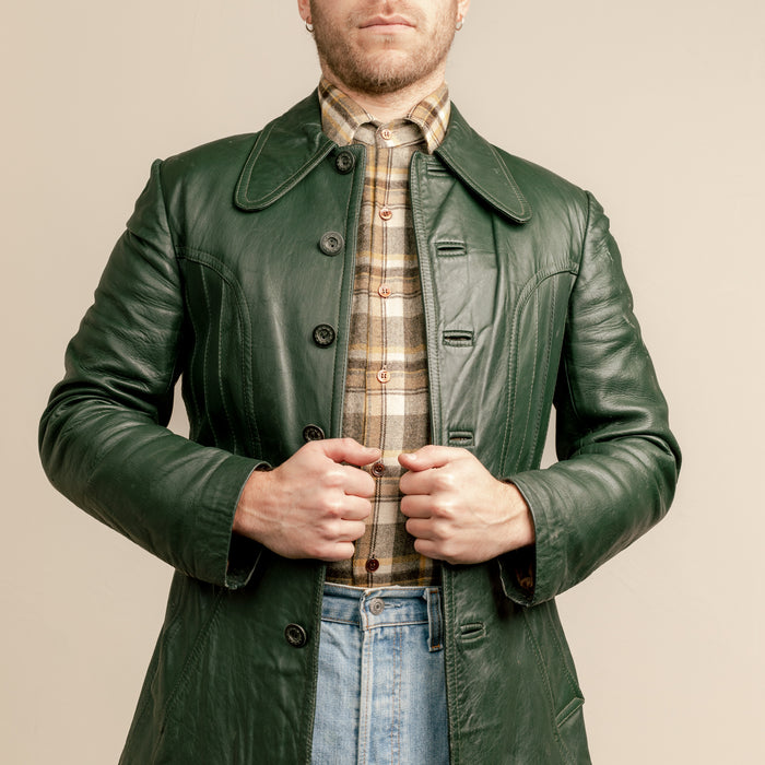 Mens Vintage Green Leather Jacket