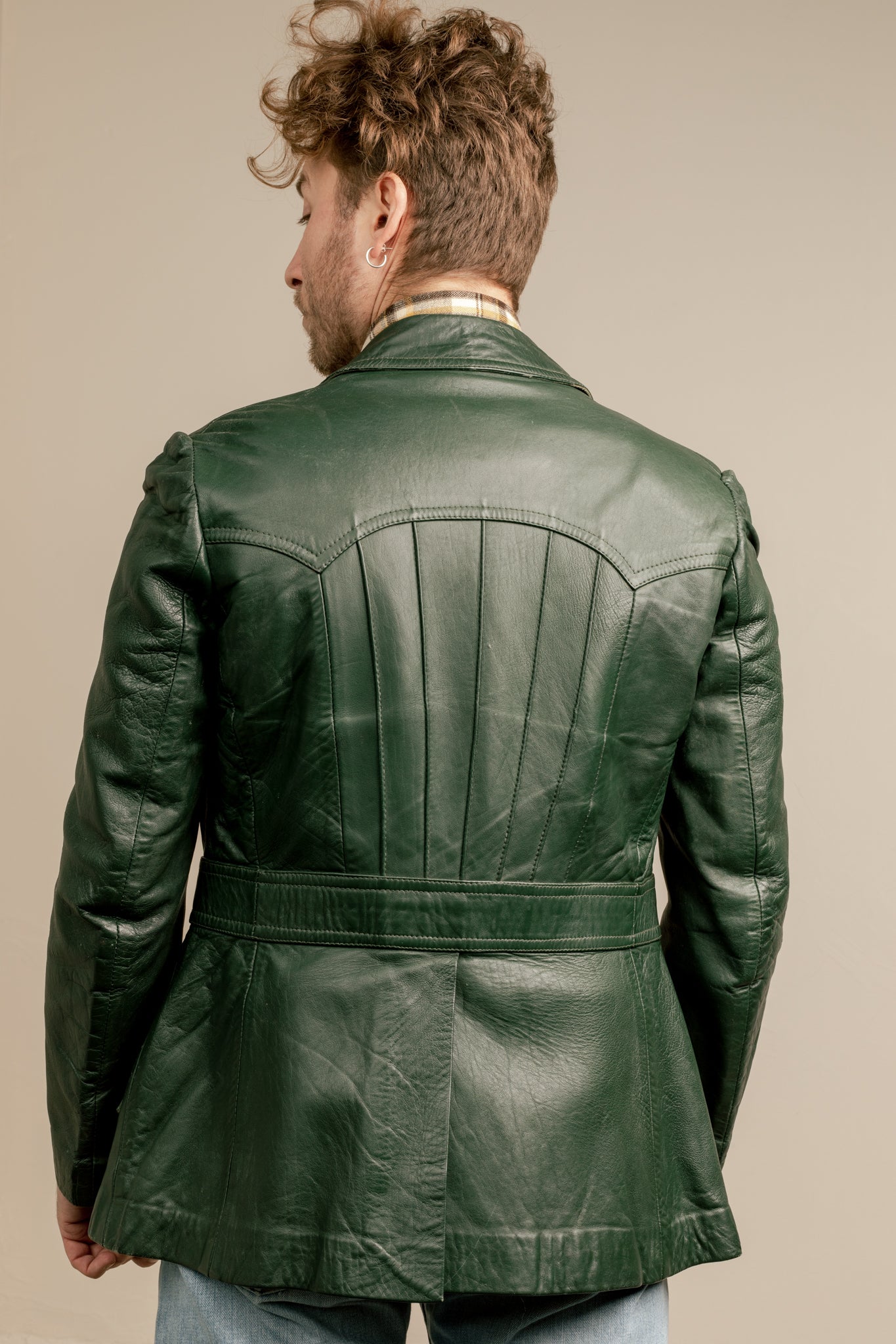 Mens Vintage Green Leather Jacket
