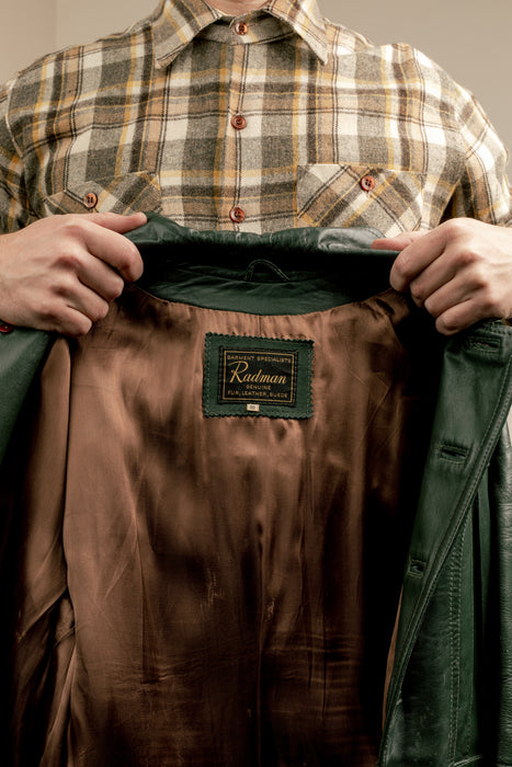 Mens Vintage Green Leather Jacket