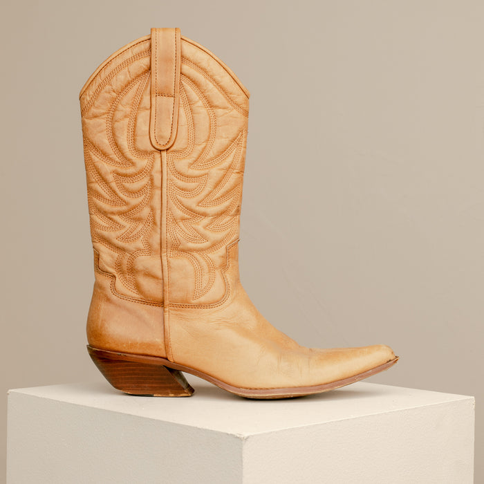 Tan Leather Cowboy Boots 8W