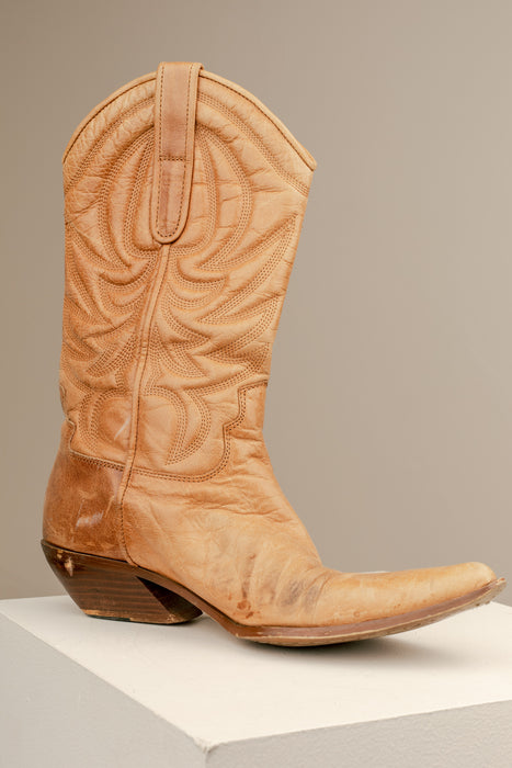 Tan Leather Cowboy Boots 8W
