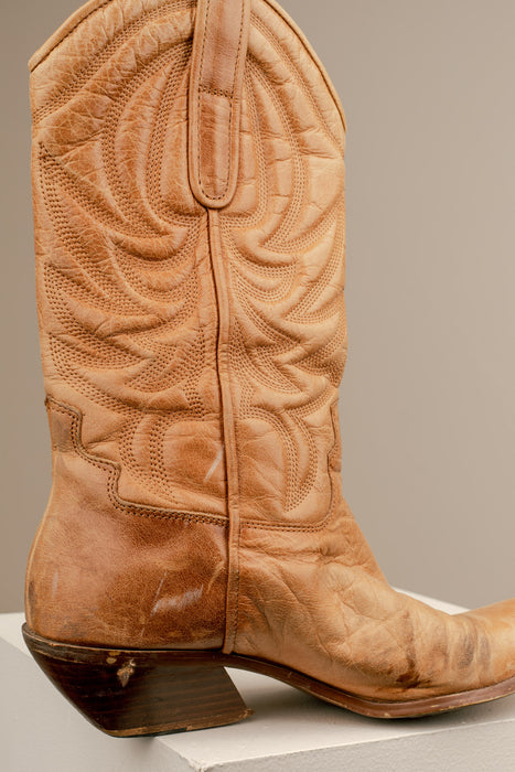 Tan Leather Cowboy Boots 8W