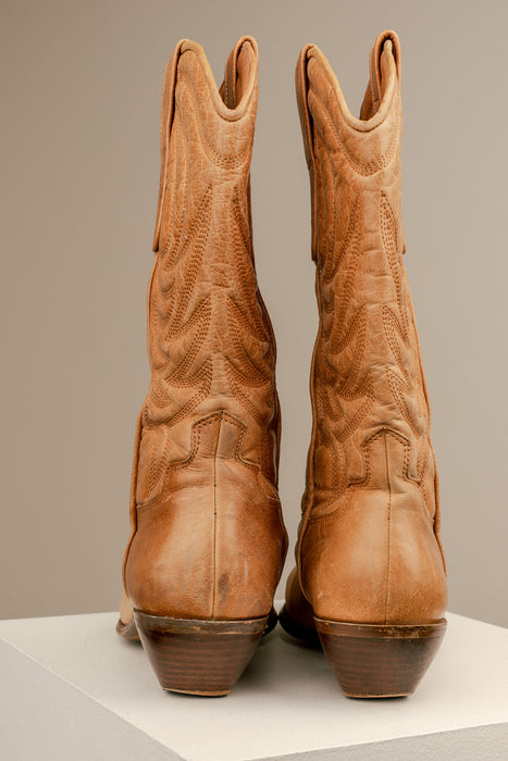 Tan Leather Cowboy Boots 8W