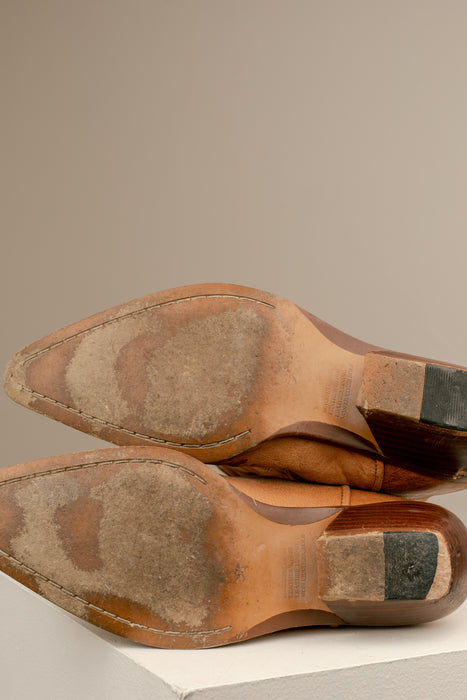 Tan Leather Cowboy Boots 8W